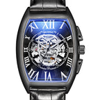 GESMART Men's Tonneau Shape Skull Skeleton Automatic Mechanical Watch European American Style