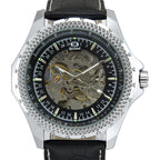 GESMART Men's Skeleton Automatic Mechanical Watch Steel Band Leather Band Fashion