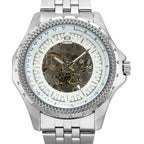 GESMART Men's Skeleton Automatic Mechanical Watch Steel Band Leather Band Fashion