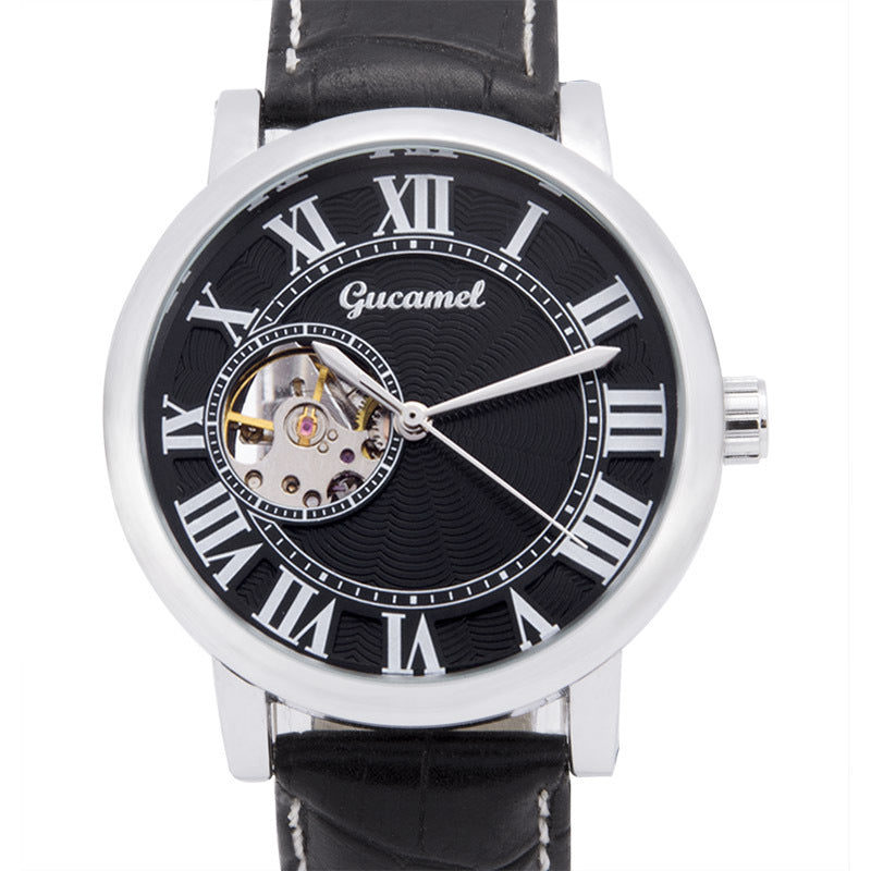 GESMART Men's Roman Numeral Skeleton Automatic Mechanical Watch Fashion Trendy