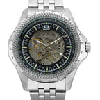 GESMART Men's Skeleton Automatic Mechanical Watch Steel Band Leather Band Fashion