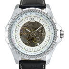 GESMART Men's Skeleton Automatic Mechanical Watch Steel Band Leather Band Fashion