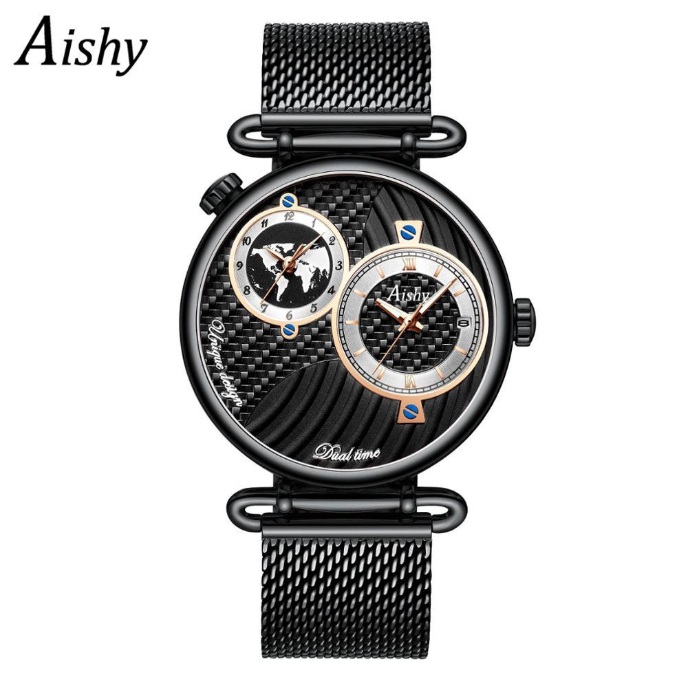 GESMART Men's Business Dual Time Zone Watch High Grade Water Resistant Wristwatch