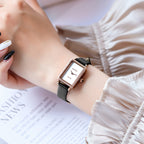 GESMART Women's Small Square Watch Slim Leather Band Compact Fashion Water Resistant Ladies Wristwatch