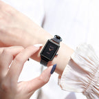 GESMART Women's Small Square Watch Slim Leather Band Compact Fashion Water Resistant Ladies Wristwatch