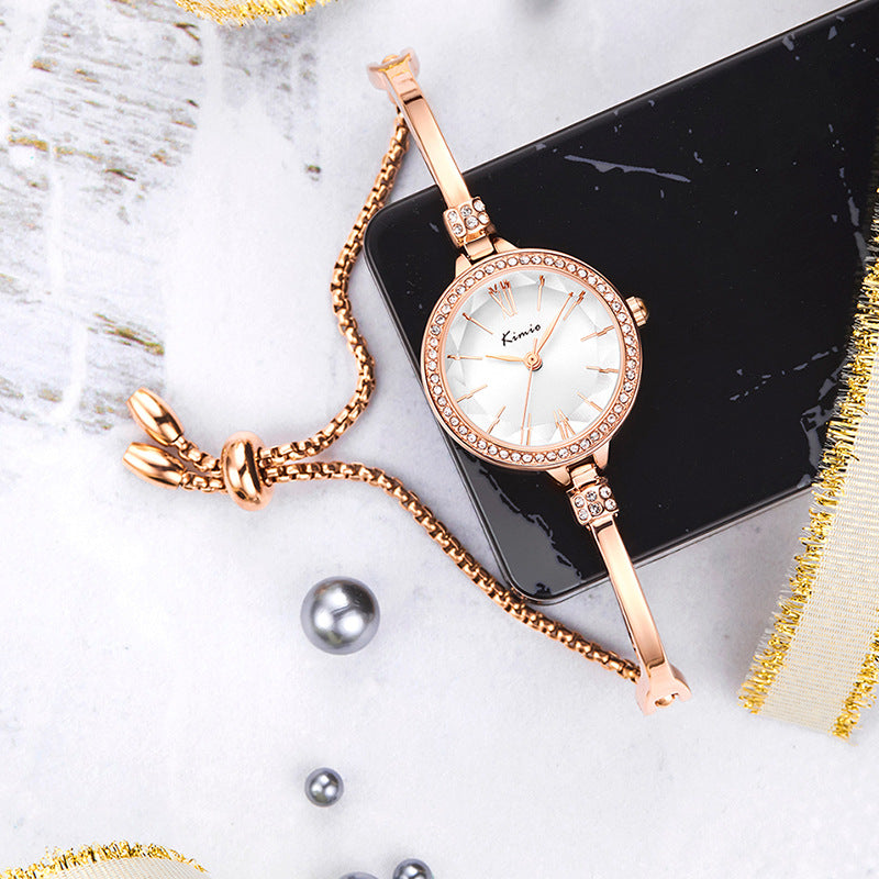 Women's Rhinestone Cut Thin Small-Dial Bracelet Watch