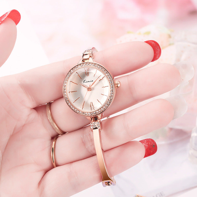 Women's Rhinestone Cut Thin Small-Dial Bracelet Watch