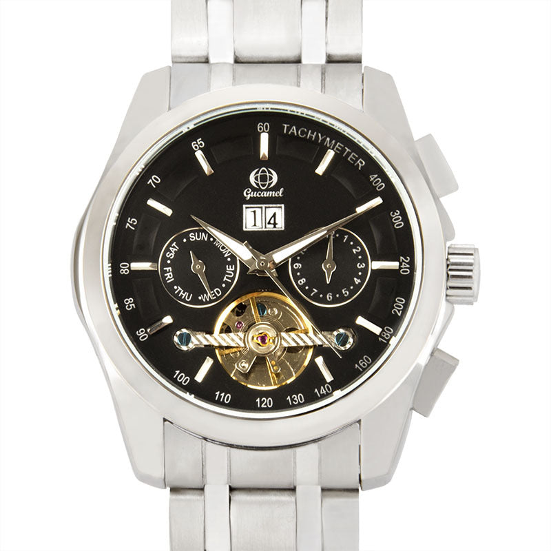 GESMART Men's Multifunction Tourbillon Skeleton Automatic Mechanical Watch Luminous Wristwatch