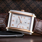 GESMART Men's Square Quartz Watch Calendar Water Resistant Stainless Steel 316L Case Fashion
