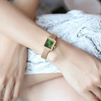 GESMART Women's New Small Square Quartz Watch Rhinestone Mesh Band Gold Tone Water Resistant