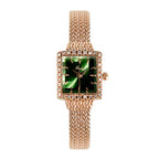 GESMART Women's New Small Square Quartz Watch Rhinestone Mesh Band Gold Tone Water Resistant