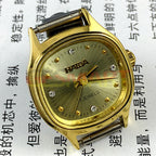 22mm HAIDA Lady Watch with golden square case and nail accents, manual mechanical, 17 jewels design