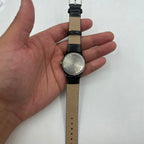 Shanghai Factory 34mm manual mechanical watch with black dial, 19 jewels, shock-resistant design for precision timekeeping