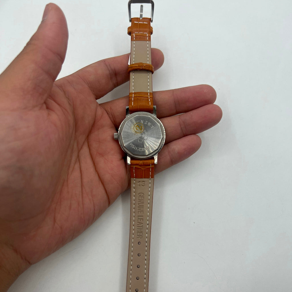 33mm Shanghai manual mechanical watch with single calendar, 17 jewels, shock-resistant, classic timepiece.
