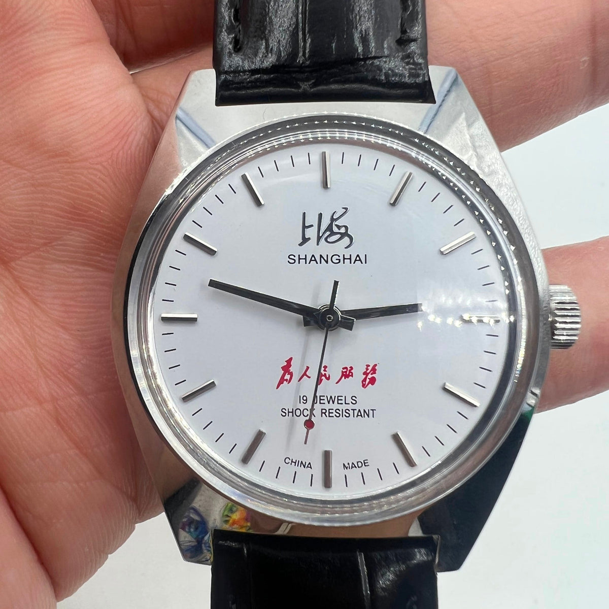 Shanghai Factory 37mm 7120 men's manual watch, shock-resistant with classic mechanical design.
