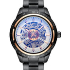 GESMART Men's Automatic Mechanical Watch Steel Band Skeleton Exhibition Case Back Business