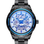 GESMART Men's Automatic Mechanical Watch Steel Band Skeleton Exhibition Case Back Business