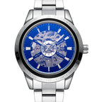 GESMART Men's Automatic Mechanical Watch Steel Band Skeleton Exhibition Case Back Business