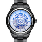 GESMART Men's Automatic Mechanical Watch Steel Band Skeleton Exhibition Case Back Business