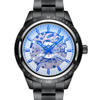 GESMART Men's Automatic Mechanical Watch Steel Band Skeleton Exhibition Case Back Business