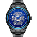 GESMART Men's Automatic Mechanical Watch Steel Band Skeleton Exhibition Case Back Business