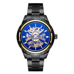 GESMART Men's Automatic Mechanical Watch Steel Band Skeleton Exhibition Case Back Business