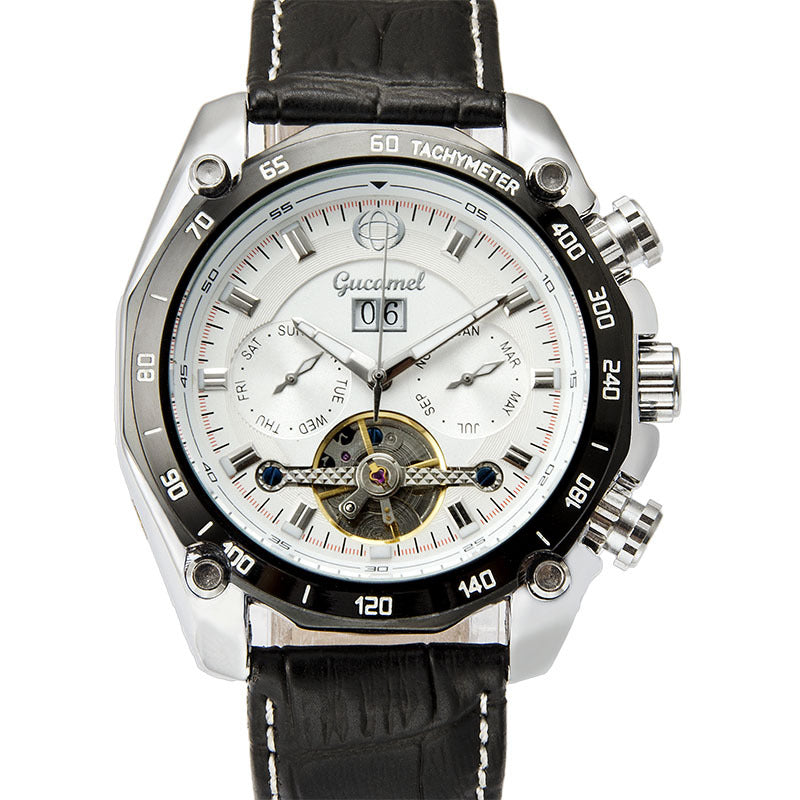 GESMART Men's Tourbillon Automatic Mechanical Watch Day Date Calendar Business Fashion