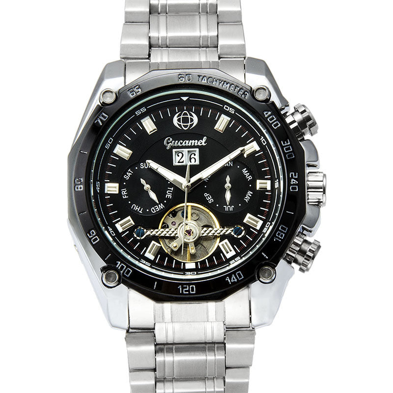 GESMART Men's Tourbillon Automatic Mechanical Watch Day Date Calendar Business Fashion