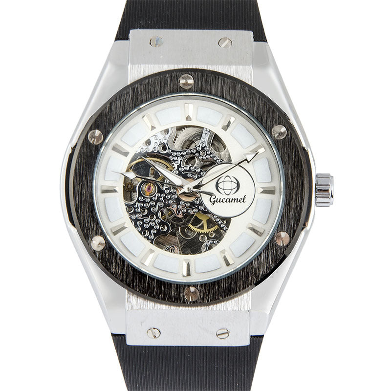 GESMART Men's New Automatic Mechanical Watch Silicone Band Business Trendy Wristwatch