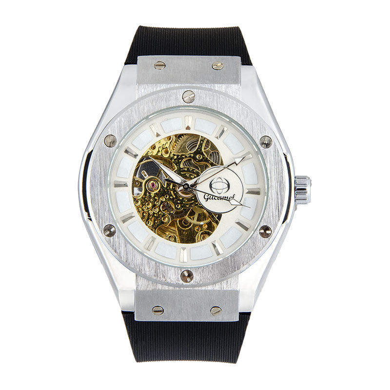 GESMART Men's New Automatic Mechanical Watch Silicone Band Business Trendy Wristwatch