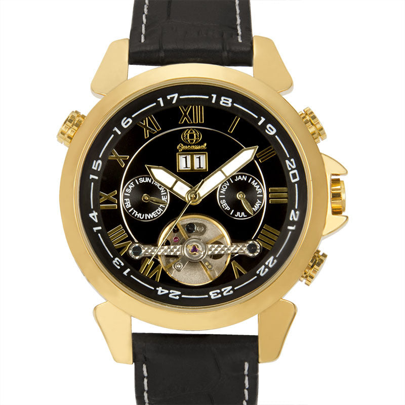 GESMART Men's High End Tourbillon Automatic Mechanical Watch Calendar Multifunction