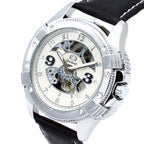 GESMART Men's Skeleton Automatic Mechanical Watch Diamond Studded Leather Band Fashion