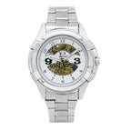 GESMART Men's Skeleton Automatic Mechanical Watch Diamond Studded Leather Band Fashion