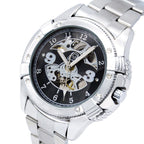 GESMART Men's Skeleton Automatic Mechanical Watch Diamond Studded Leather Band Fashion