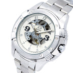 GESMART Men's Skeleton Automatic Mechanical Watch Diamond Studded Leather Band Fashion