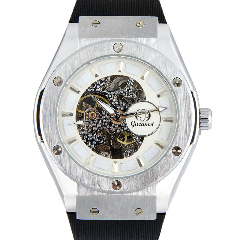 GESMART Men's New Automatic Mechanical Watch Silicone Band Business Trendy Wristwatch