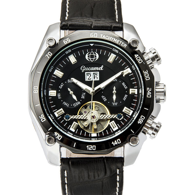 GESMART Men's Tourbillon Automatic Mechanical Watch Day Date Calendar Business Fashion