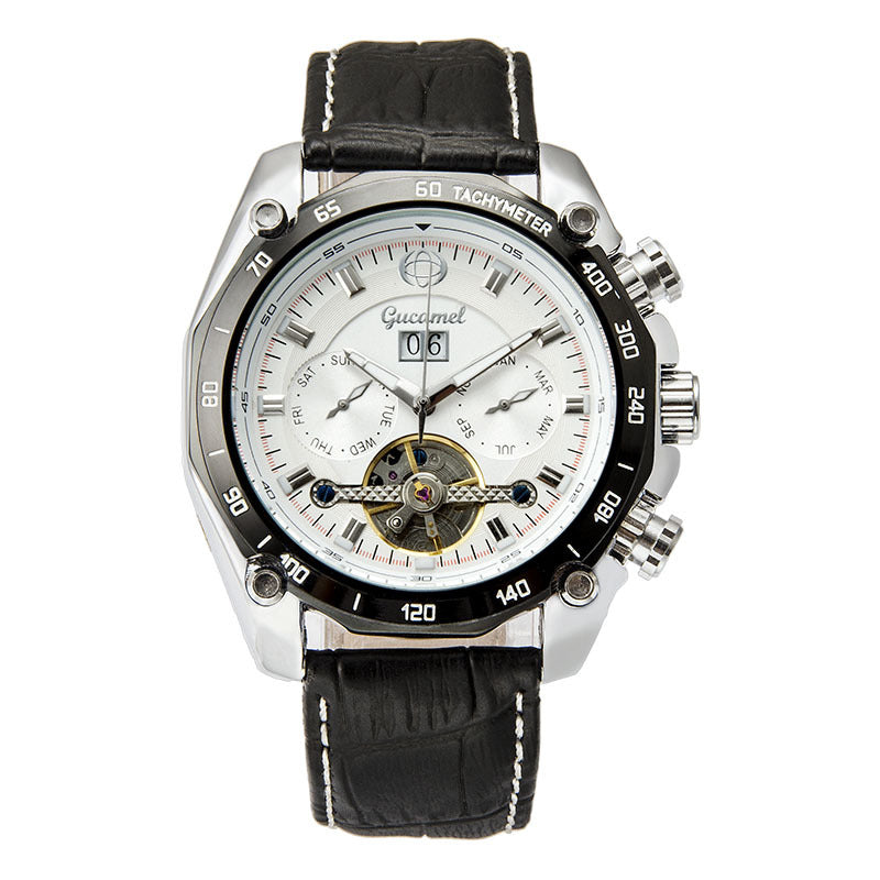 GESMART Men's Tourbillon Automatic Mechanical Watch Day Date Calendar Business Fashion