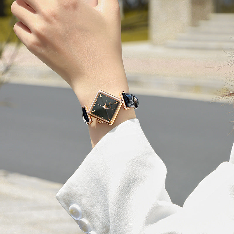Women's Student Minimalist Prism Small-Green Waterproof Watch