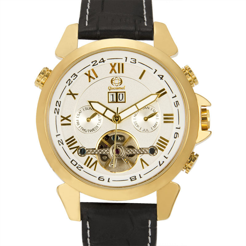 GESMART Men's High End Tourbillon Automatic Mechanical Watch Calendar Multifunction