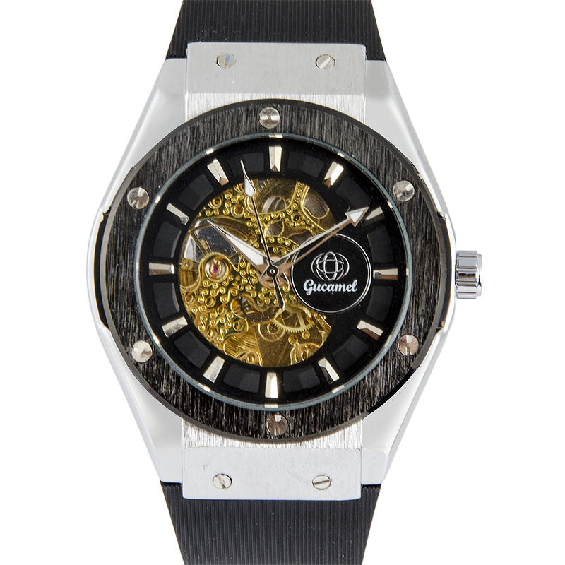 GESMART Men's New Automatic Mechanical Watch Silicone Band Business Trendy Wristwatch