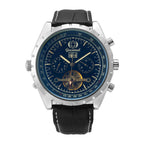 GESMART Men's Tourbillon Mechanical Watch Exhibition Case Back Luminous Leather Band Sports