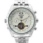 GESMART Men's Tourbillon Mechanical Watch Exhibition Case Back Luminous Leather Band Sports