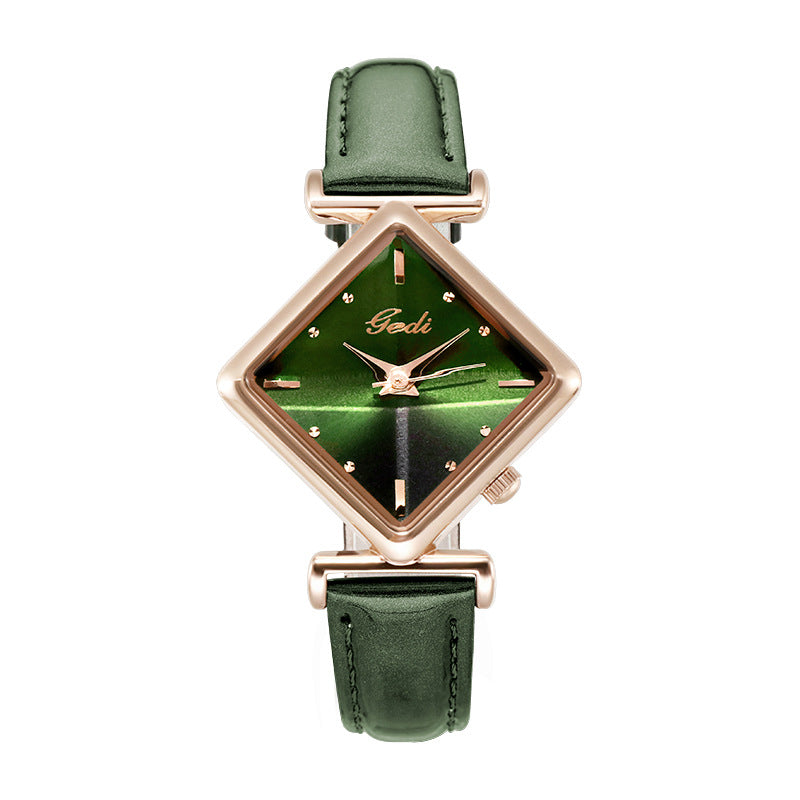 Women's Student Minimalist Prism Small-Green Waterproof Watch