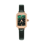 GESMART Women's Square Minimalist Watch Peacock Green Texture Dial Small Green Ladies Wristwatch