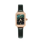 GESMART Women's Square Minimalist Watch Peacock Green Texture Dial Small Green Ladies Wristwatch