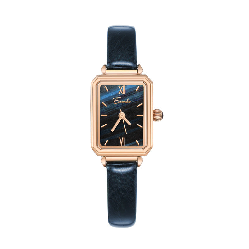 GESMART Women's Square Minimalist Watch Peacock Green Texture Dial Small Green Ladies Wristwatch