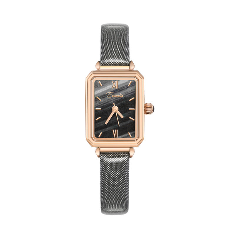 GESMART Women's Square Minimalist Watch Peacock Green Texture Dial Small Green Ladies Wristwatch