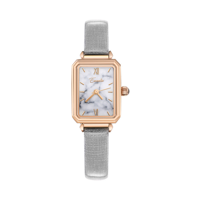GESMART Women's Square Minimalist Watch Peacock Green Texture Dial Small Green Ladies Wristwatch
