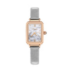 GESMART Women's Square Minimalist Watch Peacock Green Texture Dial Small Green Ladies Wristwatch